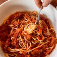 Spaghetti and Marinara · Homemade marinara sauce served over spaghetti.
