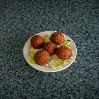 Falafel · Fried patty with chick peas, onion and garlic.