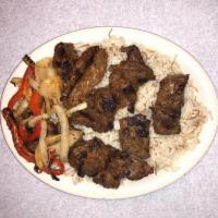 Shish Kabab Platter · Charbroiled marinated filet mignon. Served with choice of 2 sides. 
