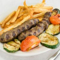 Kufta Kabab Platter · Charbroiled ground meat, parsley and onions. Served with choice of 2 sides. 