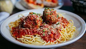 Spaghetti with Meatballs · Italy's most popular pasta served with Russo's Chianti braised meat sauce or homemade marina...