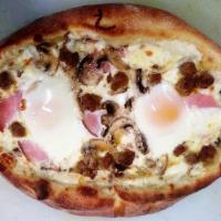 Khachapuri · Breakfast pizza with 2 eggs.