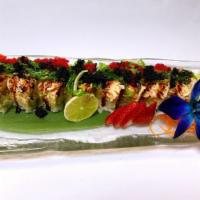 Fantastic Roll · Inside Cajun  tuna, cucumber, scallion, kani with mayo and chef's special sauce. Outside sea...