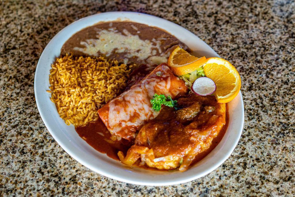 Combo #9 Enchilada & Chile Relleno · One enchilada and One chile relleno. Served with two sides.