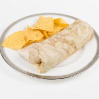Vegetarian Burrito · Black beans, lettuce,  guacamole cheese, sauteed peppers and onions