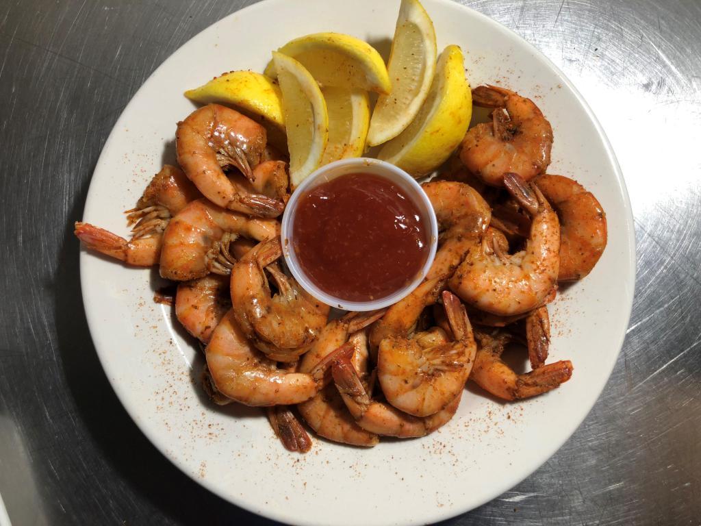 1/2 Lb. Steamed Shrimp · Peel and eat shrimp steamed with Old Bay. Served with lemon wedge and cocktail sauce. 