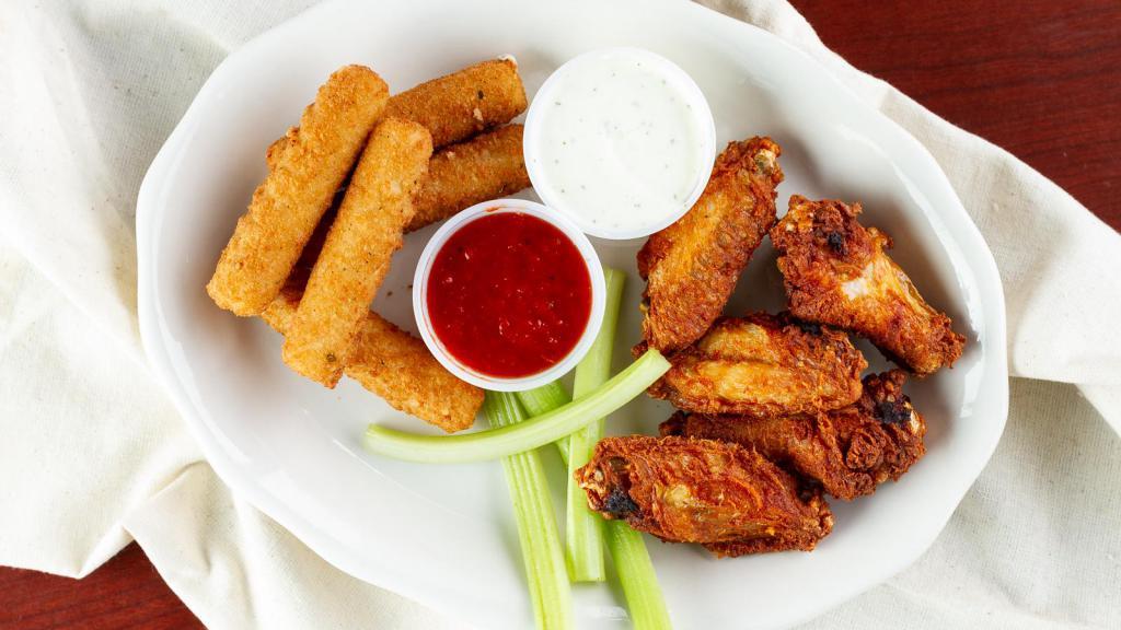 5 Wings & 5 Sticks · 5 Wings served with 5 Mozzarella Sticks. 