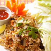 Lettuce Wraps · Ground pork or chicken seasoned with special sauce, onions, carrots, fresh ginger and raisin...