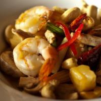 Pad Him Ma Parn · Sauteed with meat, onions, mushrooms, baby corn, pineapple, cashew nuts and spicy tasted dry...