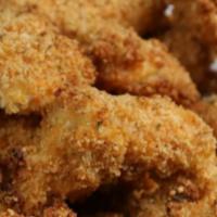 Crispy Buttermilk Chicken Tenders · Dusted in secret tangy seasoning. Served with choice of chipotle mayo, garlic mayo, ranch, b...