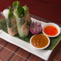 3. Fresh Roll Tofu with Peanut Sauce (Gluten Free) · Fresh garden vegetable, vermicelli rice noodle, fresh Thai mint, cucumber wrapped in rice pa...