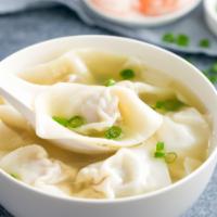 S5. Wonton Soup  · Soup with seasoned chicken wontons, carrots, in a vegetable broth topped with cilantro and g...