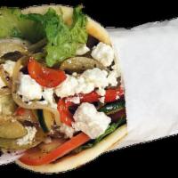 10. Veggie Pita · Perfectly sauteed zucchini, bell pepper & onion in our house dressing topped with lettuce, t...