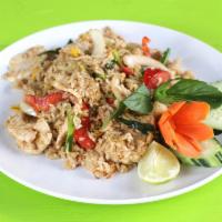 Spicy Fried Rice · Spicy fried rice with choice of protein, egg, garlic, onions, bell peppers, green onions and...