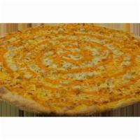 Buffalo Chicken Pizza · Fresh dough, our homemade Buffalo sauce, fresh mozzarella cheese and spices.