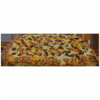 Sicilian Steak, Peppers & Onions Pizza · 32 Slices. Fresh dough, steak, peppers,onions, mozzarella and pecorino Romano cheese. Rectan...