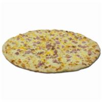 Breakfast Pizza with Ham, Bacon and Eggs · Fresh dough, farm-fresh eggs, with ham, bacon with cheddar and American cheese. 8 slices.