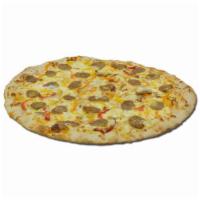 Breakfast Pizza with Eggs, Sausage, Peppers and Onions · Fresh dough, farm fresh eggs, with sausage, peppers, onions with cheddar and American cheese...