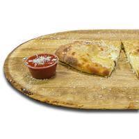 Cheese Calzone · Cheese calzone: fresh dough, tomato sauce, fresh mozzarella cheese, pecorino Romano cheese, ricotta cheese and spices.
