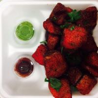 Pakora Fish 1 lb · It’s swan basa fish cube, coated with Indian spices, and deep fry, served with mint, tamarin...
