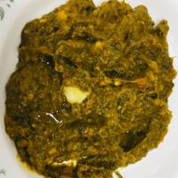 Chicken Saag, not come with rice  · It bone less chicken, cooked with musted, spinach, garlic ginger onion all green vegetables