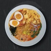 Curry Ramen · Spicy yellow curry broth, bean sprout, red onion, cabbage, pickle, bamboo shoot, bok choy, c...