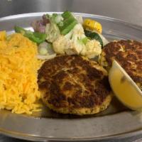 Crab Cake's Plate · Two Jumbo Lump Crab Cakes Served with fries & veggies
