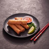 A2 Cha Gio Chay 4 Cuon · Vegetarian egg rolls - crispy rolls with tofu, taro root and vegetable served with fish sauce.