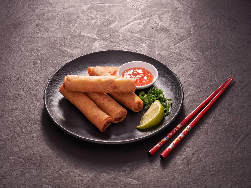 A2 Cha Gio Chay 4 Cuon · Vegetarian egg rolls - crispy rolls with tofu, taro root and vegetable served with fish sauce.