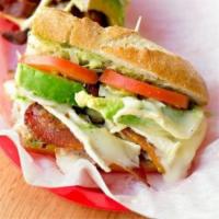 #19 SAMMY'S CLUB · Sliced chicken breast, crispy bacon, fresh avocado, and melted brie tucked into a toasted su...