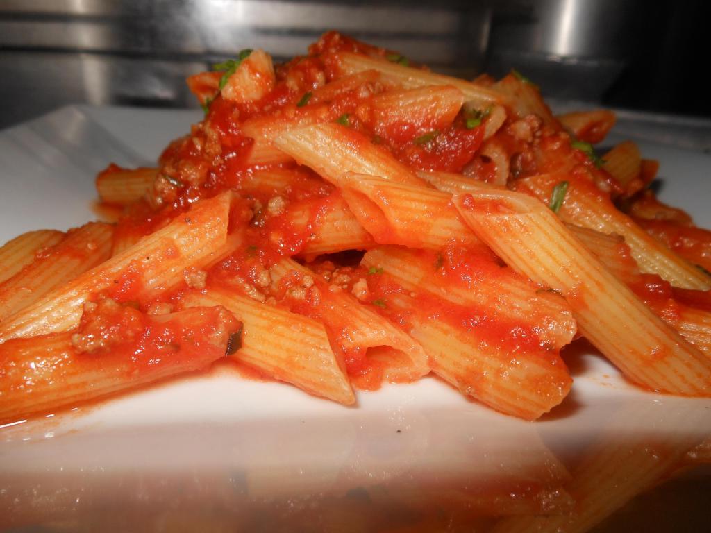 Penne al Ragu · Penne pasta with meat sauce. 