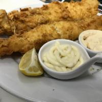 Fish And Chips · Crispy battered fillet of sole deep-fried, served with Affy's mayo, fire roasted pepper tart...