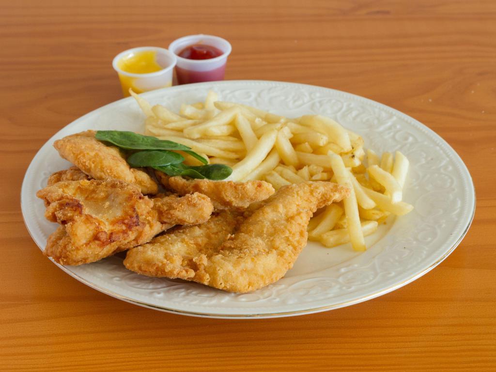 Chicken Finger Combo · Homemade chicken finger with fries.