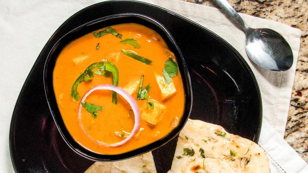 Paneer Tika Masala · Paneer in a creamy tomato curry with a blend of freshly ground herbs and spices. Served with basmati rice.