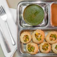 Pani Puri · Semolina puffed ball stuffed with potato, sprout blended with special spices and served with...
