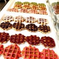 Set of 4 · Liege waffles bites with colorful, real fruit glaze! BEST REHEATED: Toaster Oven 400F for 4-...