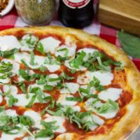 Fresh Margherita Pizza · Tomato sauce, fresh mozzarella and basil.