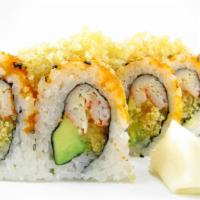 Kani Paradise Roll · California roll topped with kani salad.