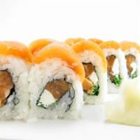 Nova Roll · Salmon, cream cheese and scallions, topped with salmon.