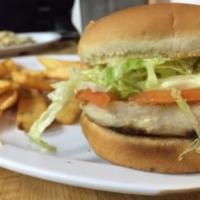 Grilled Chicken Sandwich Combo · Served with chipotle mayonnaise, lettuce and tomatoes.
