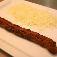 Kids Koobideh and Rice Combo · Ground beef grilled as a kabob and served with rice.