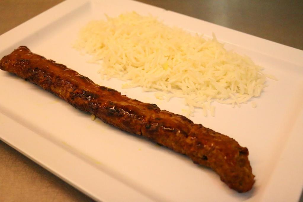 Kids Koobideh and Rice Combo · Ground beef grilled as a kabob and served with rice.