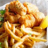 Fish and Chips · Whiting fish, french fries.