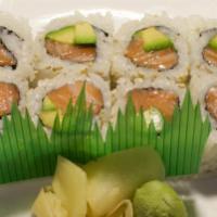Alaska Salmon Roll · Eight pieces. Salmon and avocado. Raw.