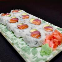 Tri-Color Roll · Tuna, salmon and avocado.