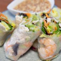 Fresh Rolls · Fresh vegetables, cooked shrimp, and chicken wrapped in rice paper, served with plum sauce a...