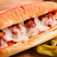 Meatball Sandwich · Meatballs with marinara sauce, mozzarella cheese and then baked to perfection.