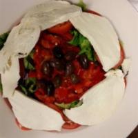 Fresh Mozzarella Salad · Roasted peppers and tomato.