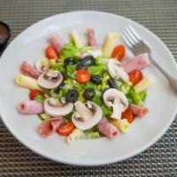 Antipasto Salad · Salami, ham, provolone cheese, lettuce, mushrooms, artichokes, tomato cherry and black olives.