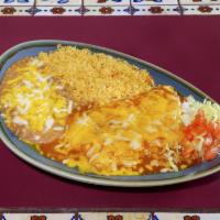 5. 2 Enchiladas Combo · Served with rice and beans.
